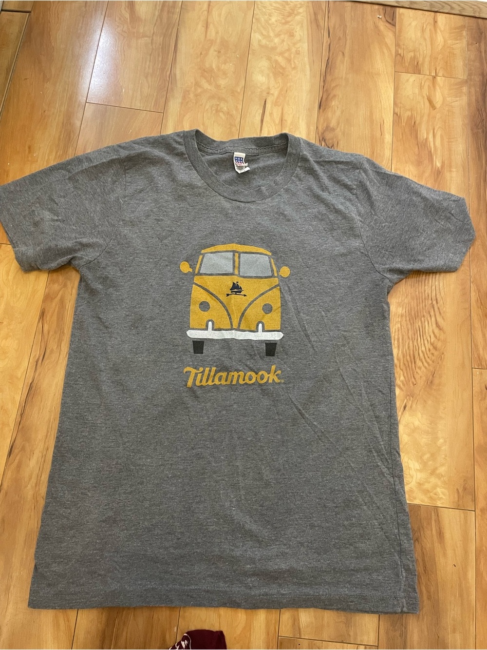 Gray Short Sleeve Tee with Yellow Van Graphic